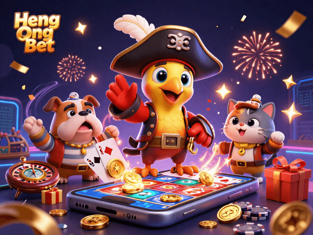 Engage with Heng Ong Bet's thrilling casino adventure featuring vibrant characters and dynamic gaming elements.