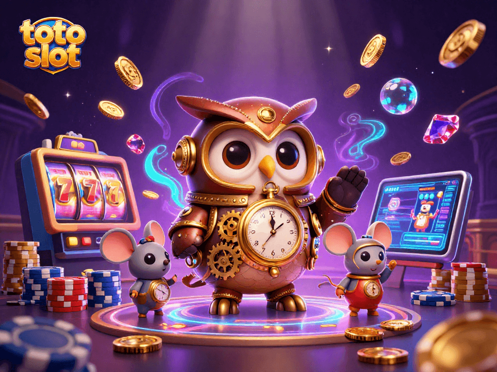Menangkan permainan toto slot sambil menikmati keindahan ilustrasi kasino futuristik yang memukau.