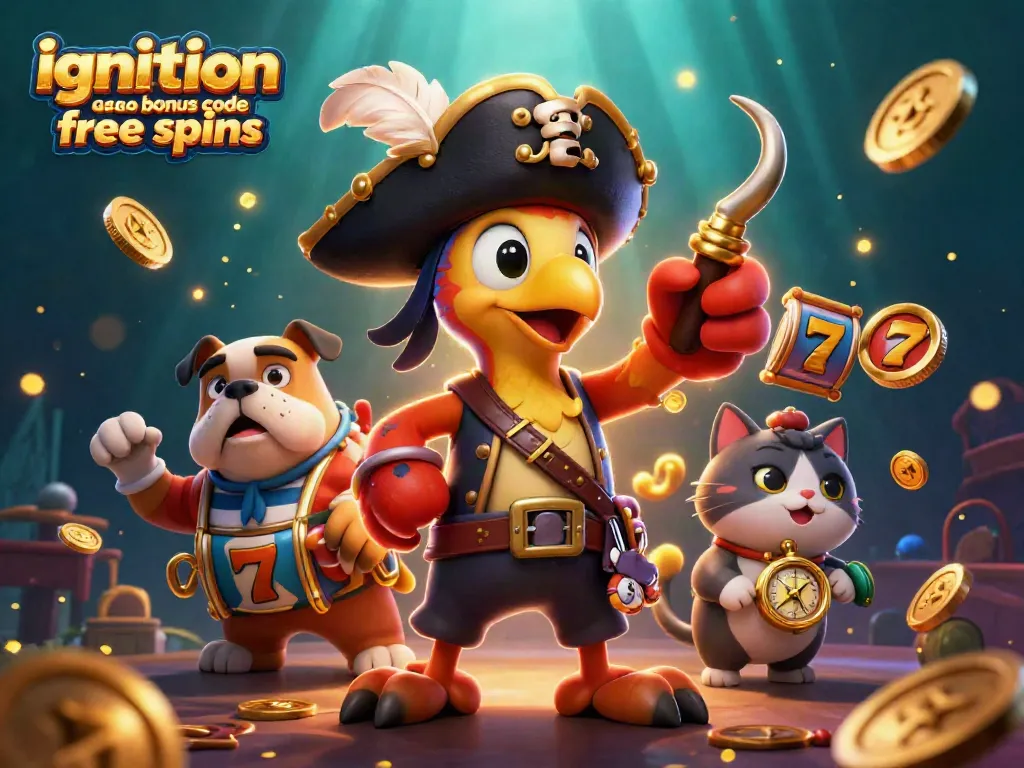 Engage with ignition casino bonus code free spins through animated slot reels and golden coins in a vibrant scene.