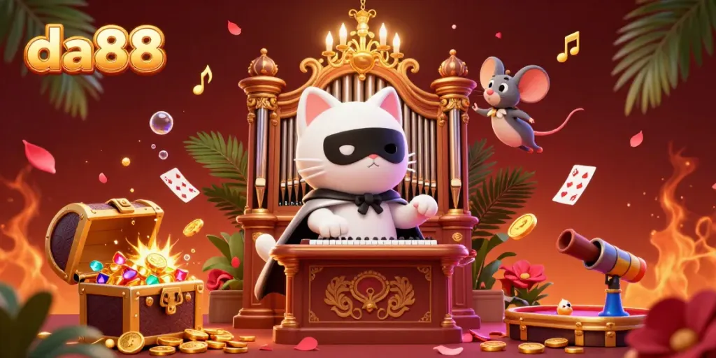 Experience exciting gameplay at da88 with vibrant characters and casino elements surrounding a whimsical scene.