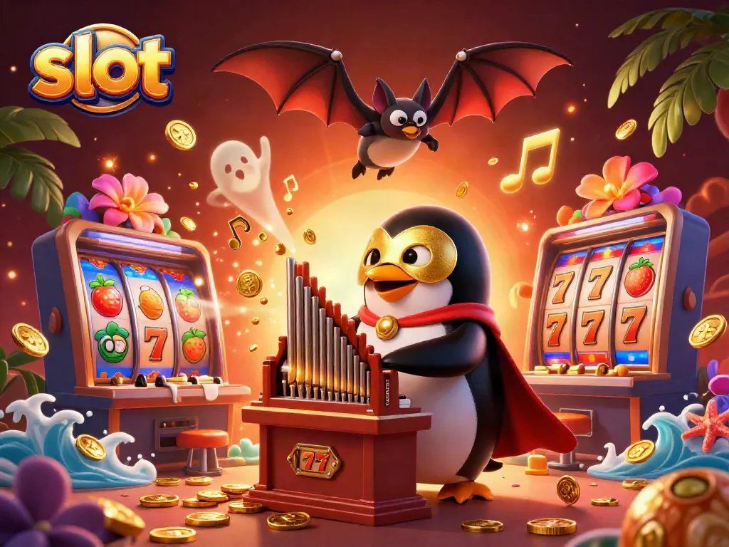 Slot mengaktifkan jackpot dalam ilustrasi kasino yang ceria dan penuh warna.