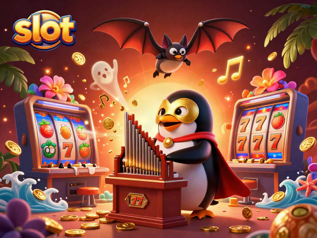Slot mengaktifkan jackpot dalam ilustrasi kasino yang ceria dan penuh warna.