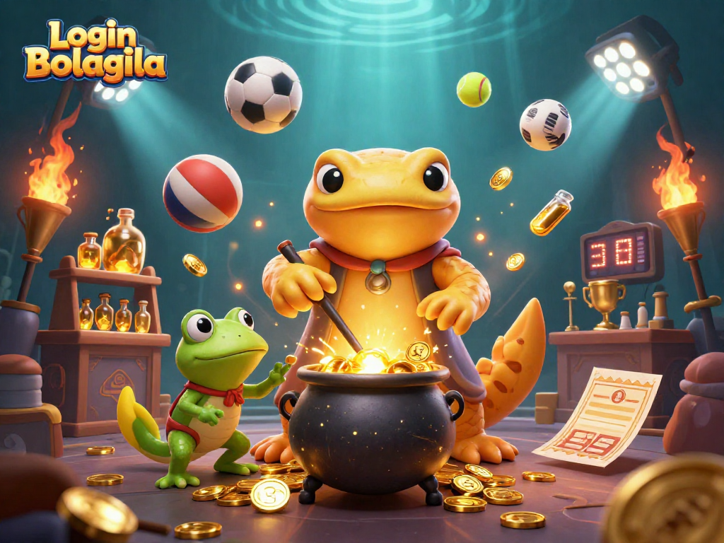 Win big with Login Bolagila as the golden salamander transforms base metals into gold coins amidst bubbling cauldrons.