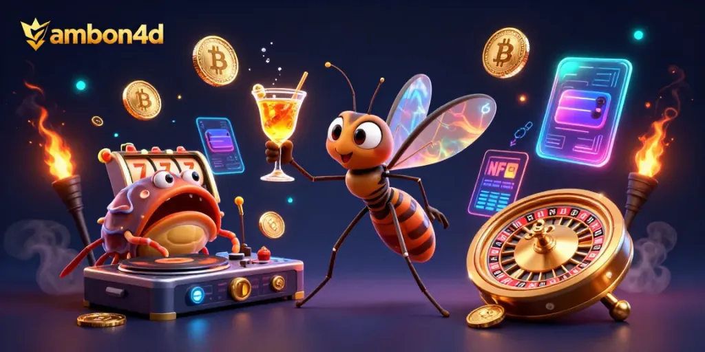 Engage with ambon4d's animated scene showcasing exciting casino characters and vibrant slot elements.