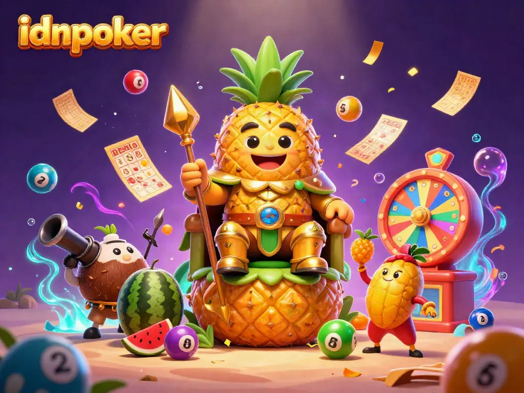 Menangkan permainan idnpoker dalam ilustrasi 3D yang penuh warna dengan karakter perjudian menghibur.