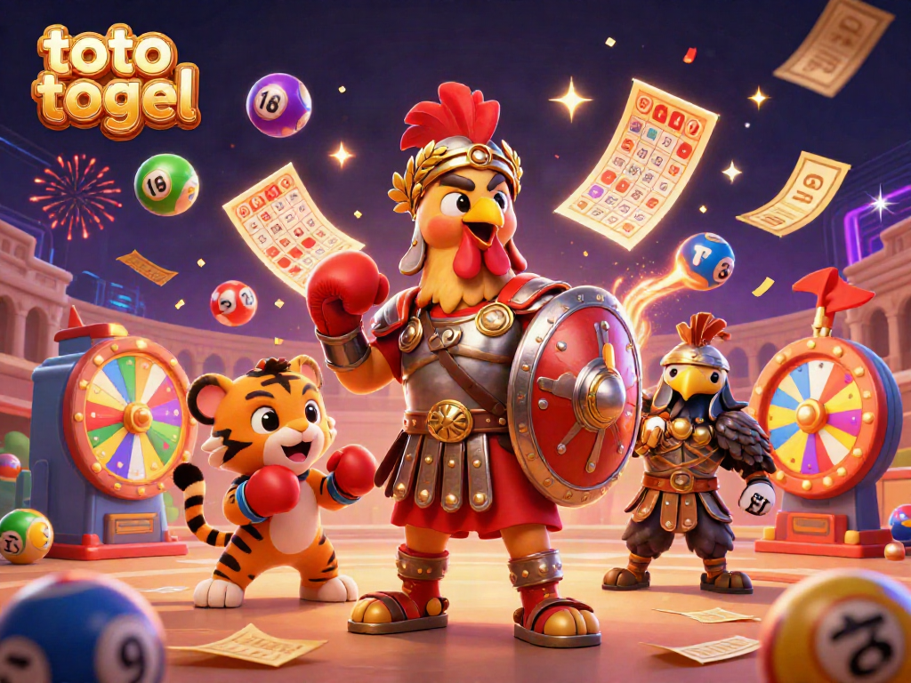 Experience the excitement of toto togel surrounded by colorful lottery elements in a dynamic 3D scene.