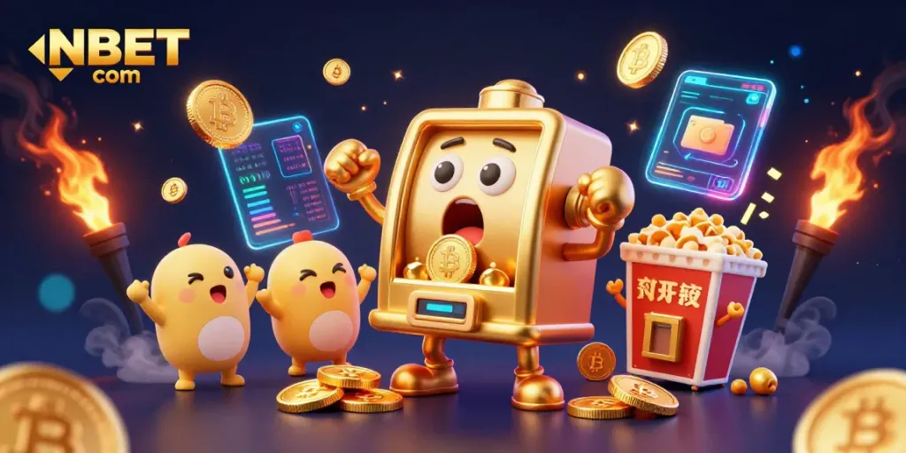 Spin and win at NBET com's exciting slot machines with glowing coins and vibrant elements!