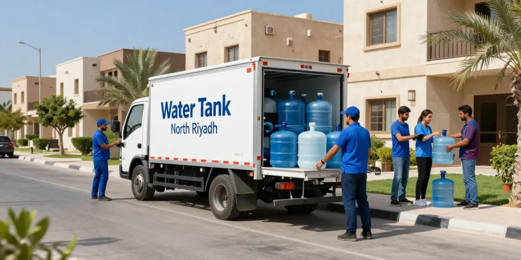 Quality water delivery service in North Riyadh showcasing fresh tank delivery.