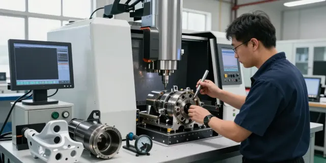 Leading aerospace CNC parts manufacturers technician operating precision machinery