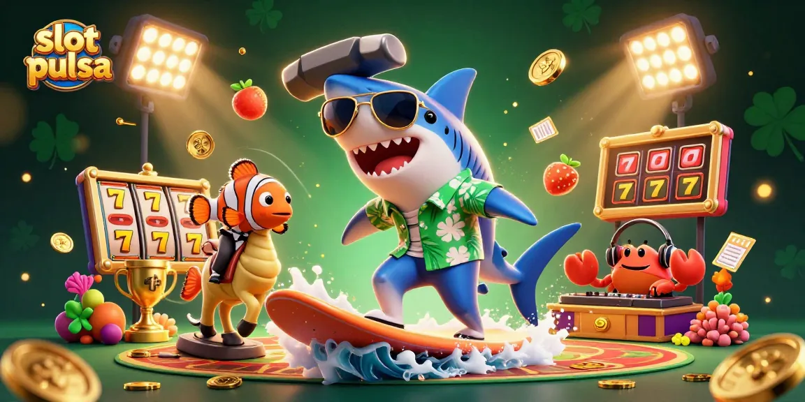 Experience the thrilling slot pulsa action with a vibrant underwater scene featuring animated characters and gold coins.