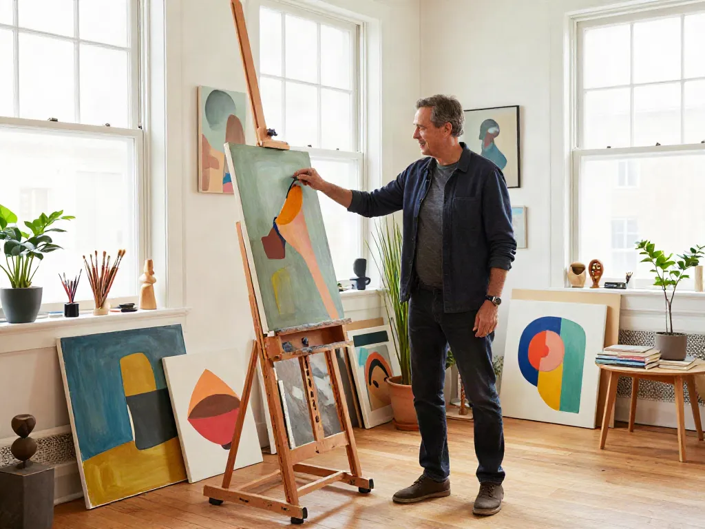 Bruce Bailey Toronto curating contemporary artworks in his vibrant art studio.