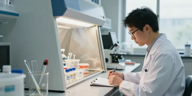 SwissChem peptides research in a professional lab environment with a focus on quality.