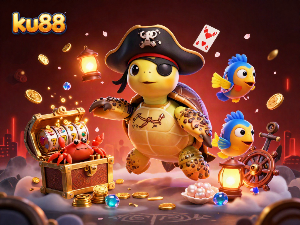ku88 players celebrate wins with vibrant characters in a thrilling underwater game scene.