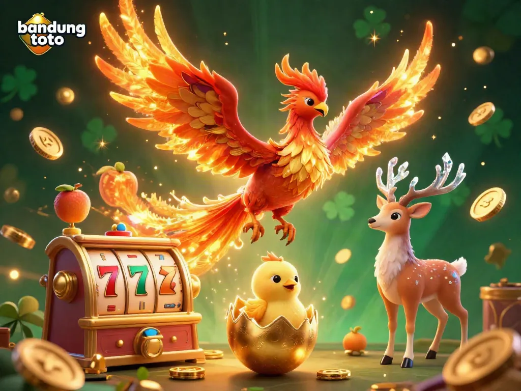 Spin the reels at bandung toto with a vibrant phoenix scene, showcasing golden hopes and jackpots.