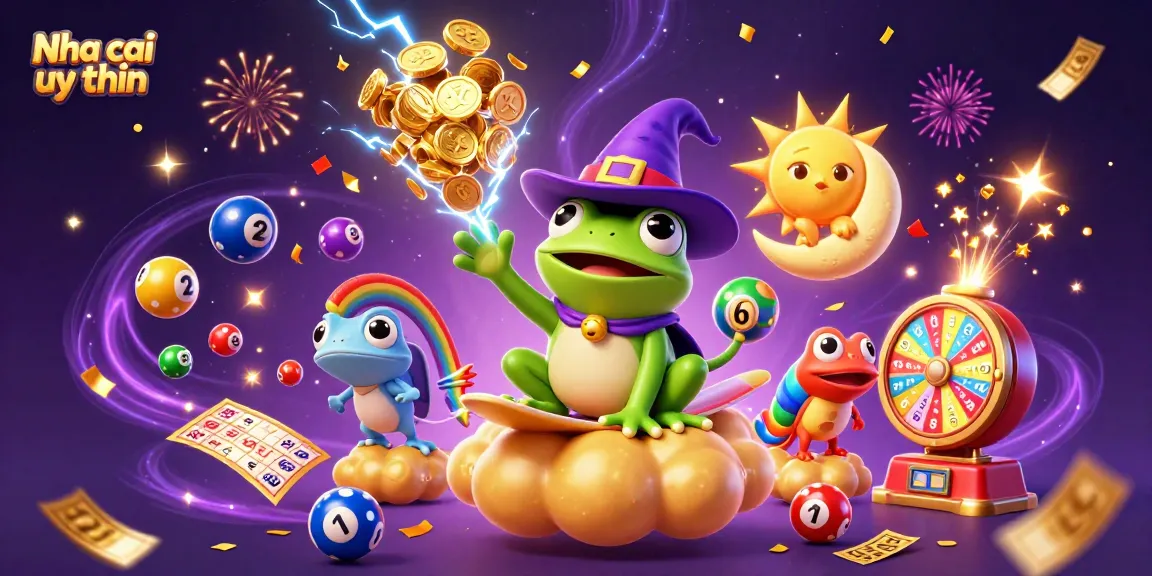 Experience online bonuses with Nha cai uy tin through a vibrant casino-themed illustration.