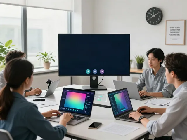 Engaged professionals in a virtual meeting for deepfake free meetings with advanced technology.