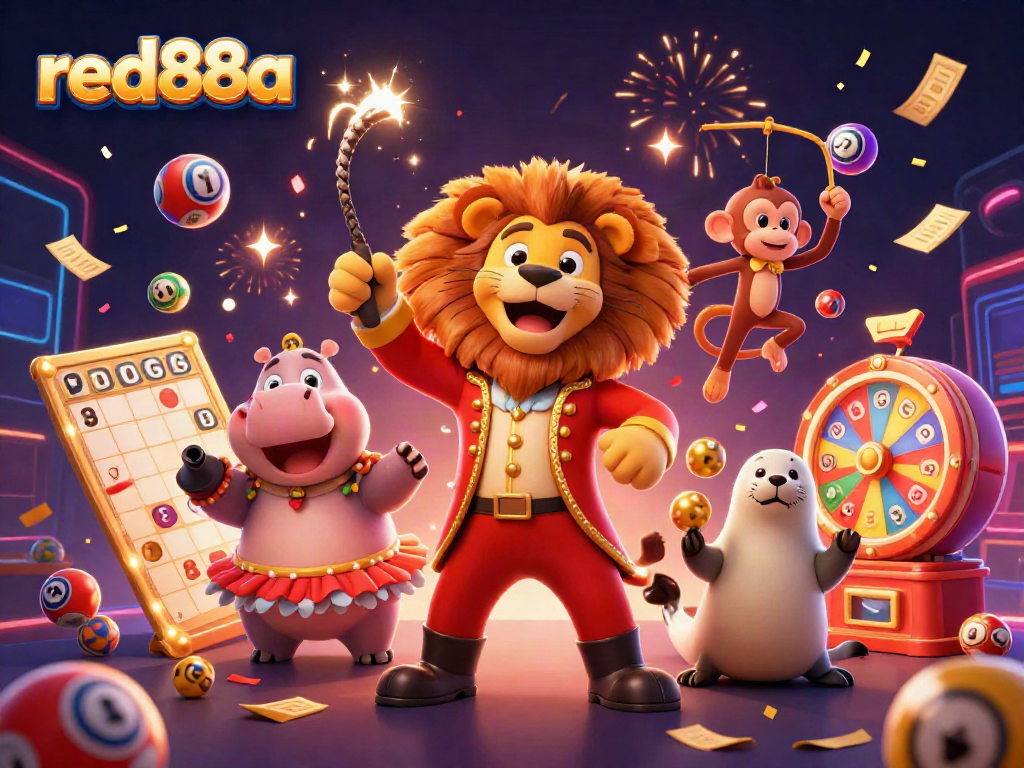 Engage in fun at red88a with vibrant gambling-themed characters and dynamic elements.