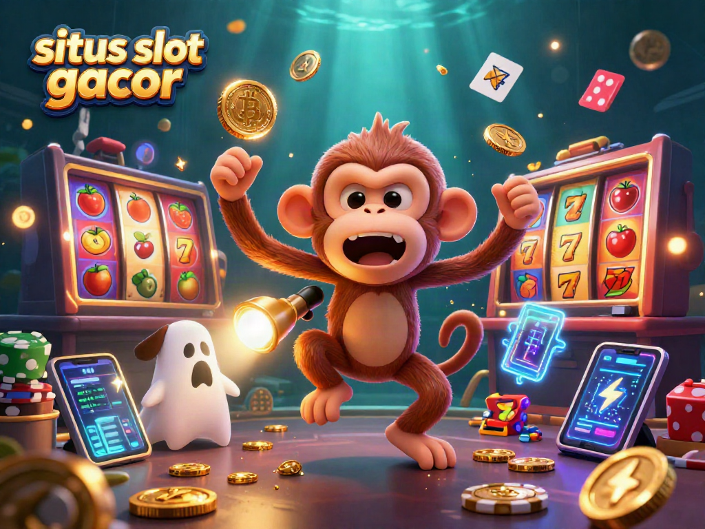 Experience the fun with situs slot gacor while a poltergeist monkey juggles gold coins in a thrilling slot casino.