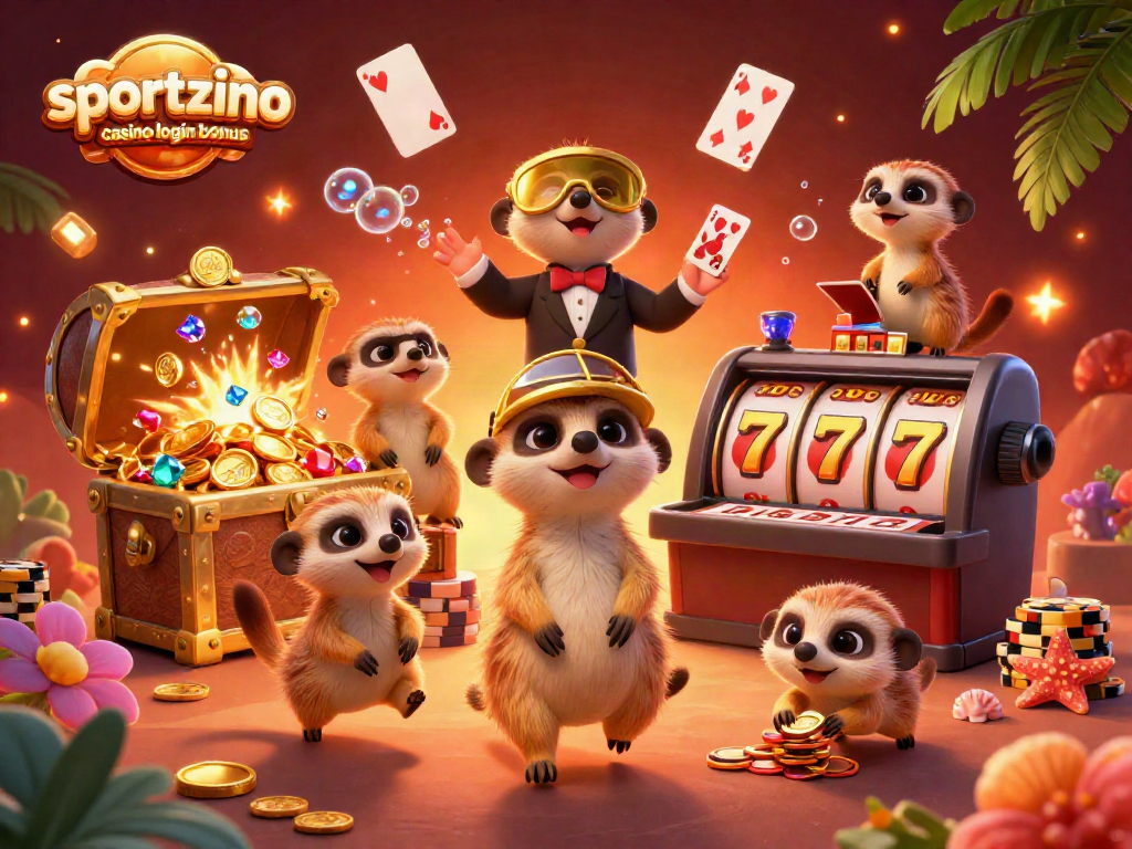 Claim rewards with sportzino casino login bonus while meerkats run their vibrant casino scene.