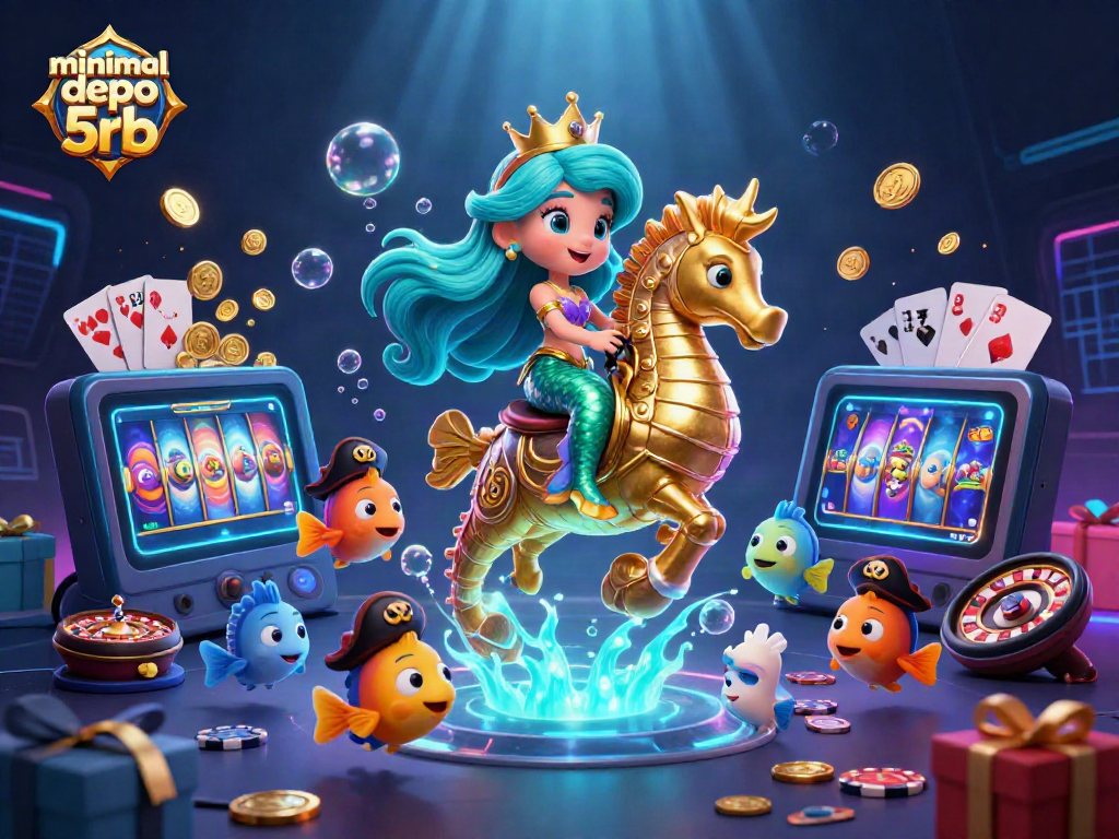 Experience the excitement of minimal depo 5rb in this vibrant 3D scene featuring a mermaid princess and treasure.