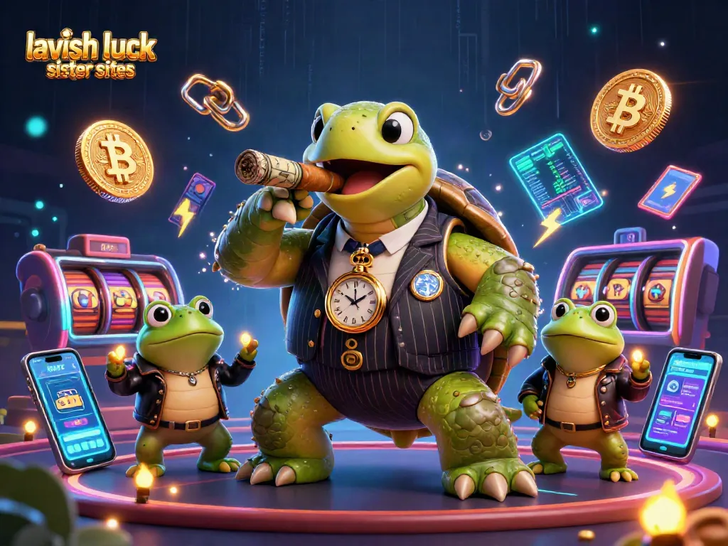 Play at lavish luck sister sites with a 3D snapping turtle and slots amidst casino fun.