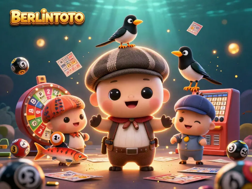 Experience BERLINTOTO magic with playful 3D cartoon baby Nessie surrounded by lottery elements.