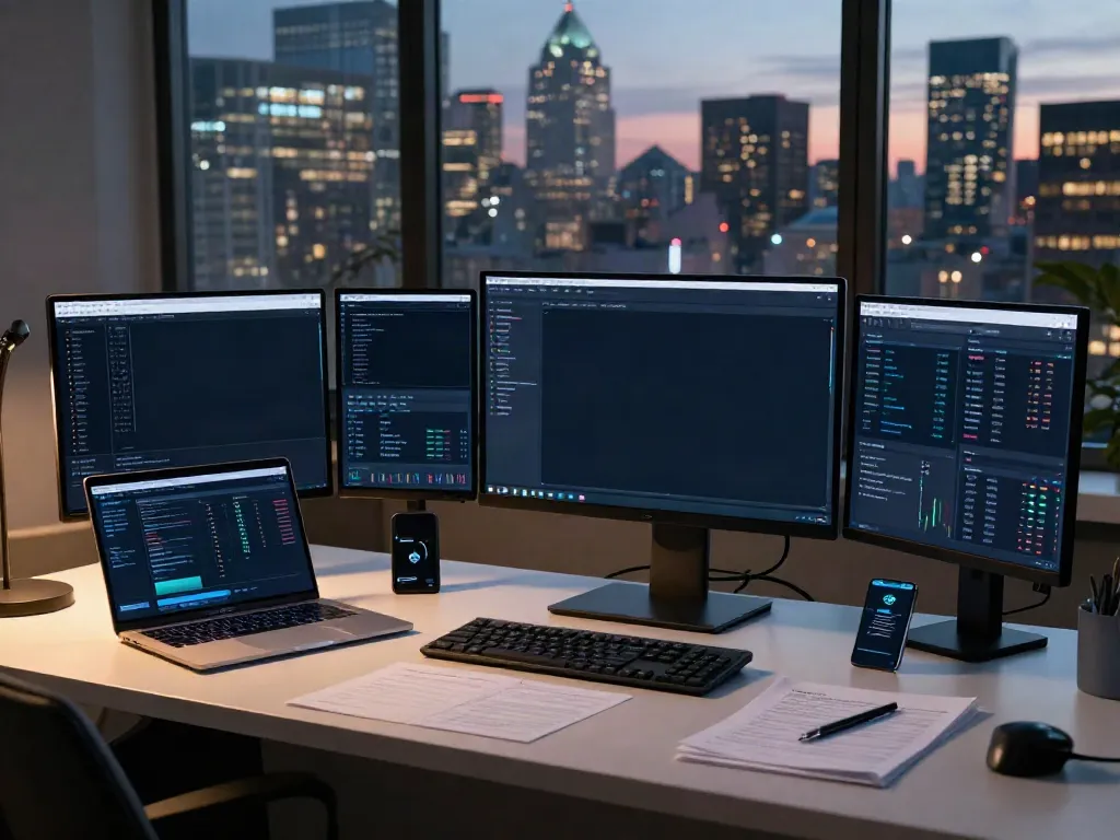 Real-time financial data API interfaces for cryptocurrency trading in a modern workspace.