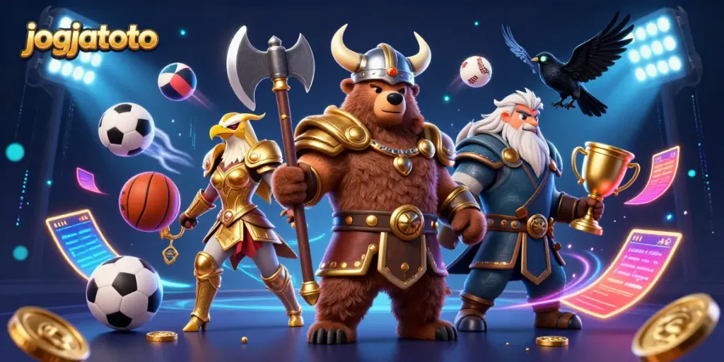 Experience thrilling gameplay with jogjatoto, highlighted by 3D characters, sports elements, and vibrant colors.