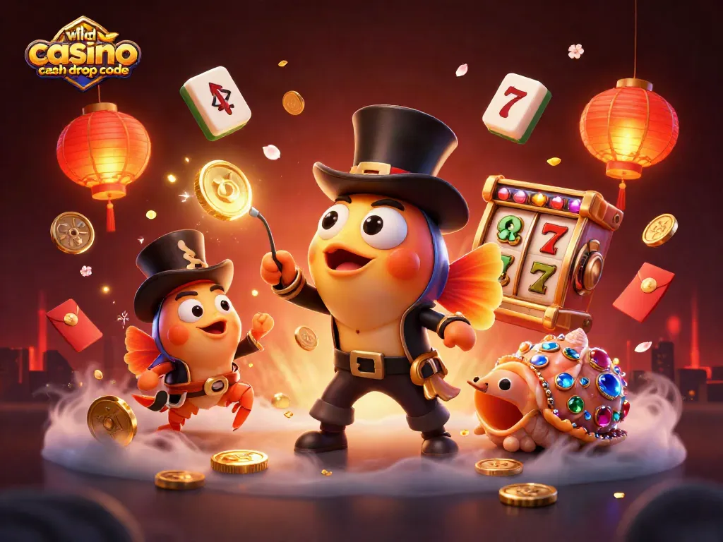 Win big with the wild casino cash drop code in a vibrant underwater casino scene featuring dynamic game elements.