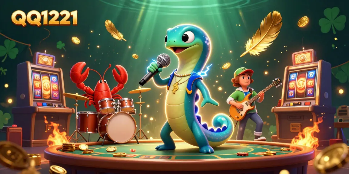 Engage in action at QQ1221 with a vibrant underwater casino featuring lively characters and slot machines.