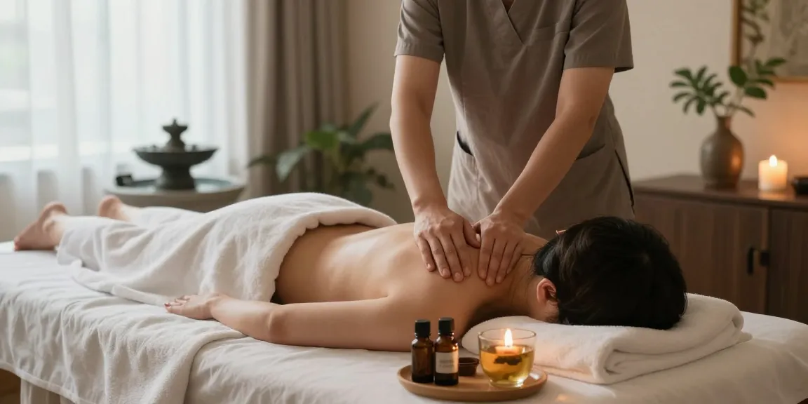 Enjoying a calming 일산출장마사지 in a tranquil spa setting.