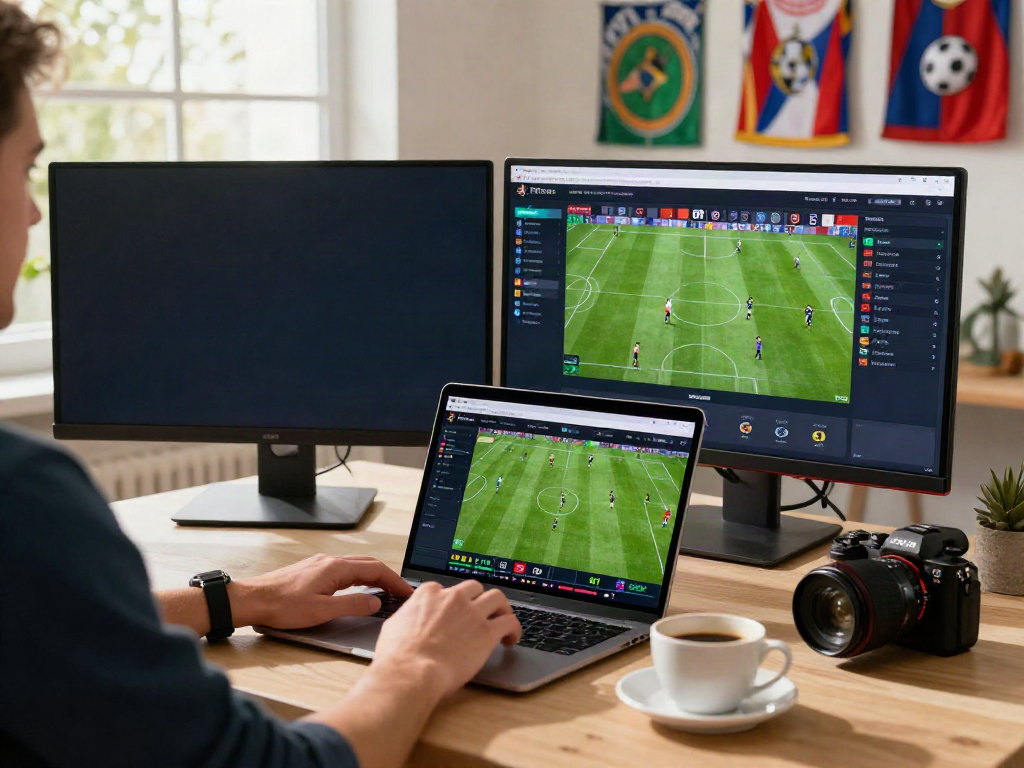 WWBOLA platform user analyzing high odds soccer matches on laptop.