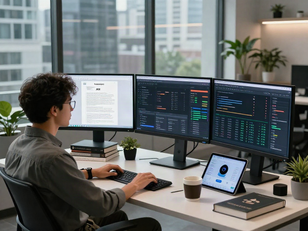 Advanced document fraud detection software in action at a high-tech workspace with real-time analytics.