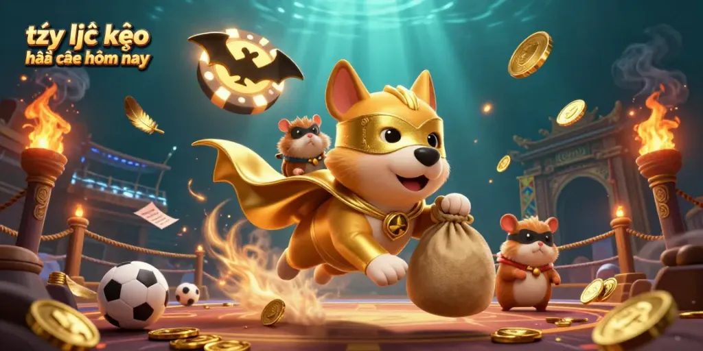 Engage with the thrilling tỷ lệ kèo nhà cái hôm nay in this detailed sports betting scene featuring 3D cartoon characters.