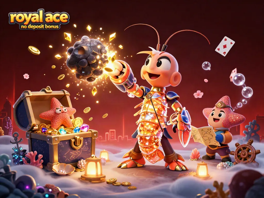 Claim valuable prizes with royal ace no deposit bonus, featuring vibrant underwater casino elements.