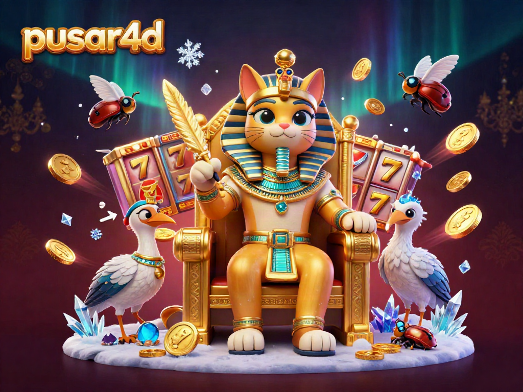 Play exciting slots with pusar4d's Egyptian-themed cat alongside dynamic jackpot elements.