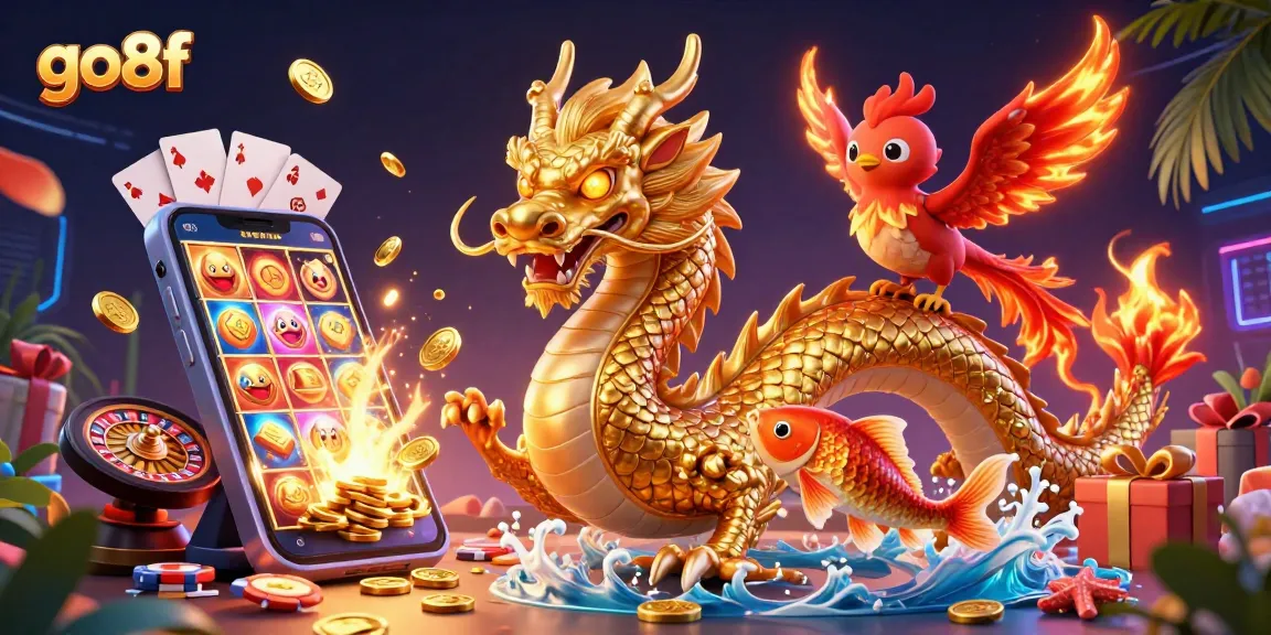 Experience thrilling slots with go8f featuring a vibrant dragon and exciting casino elements.