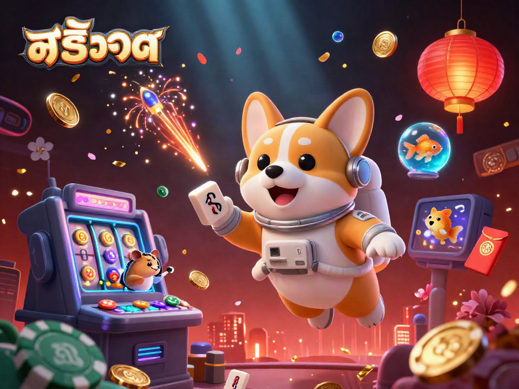 Experience the thrill of สล็อต with a vibrant illustration of a space station casino, filled with poker chips and slot machine reels.