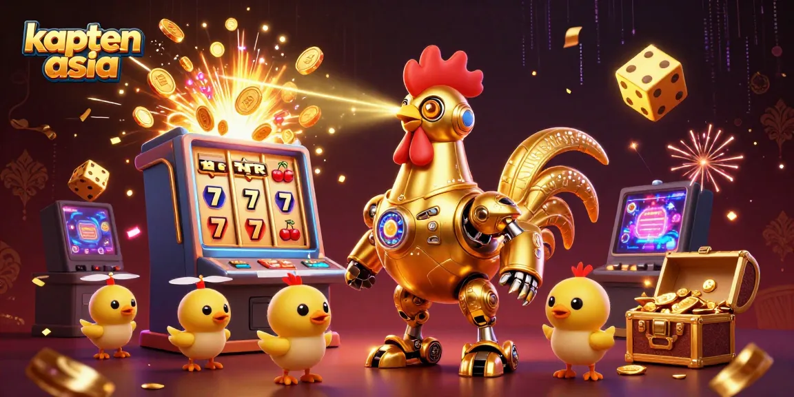 Kapten asia mendatangkan slot jackpot dengan karakter robot ayam emas futuristik.
