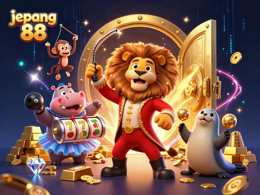 Experience the thrill of jepang 88 with interactive slot themes and vibrant characters in a dazzling casino scene.