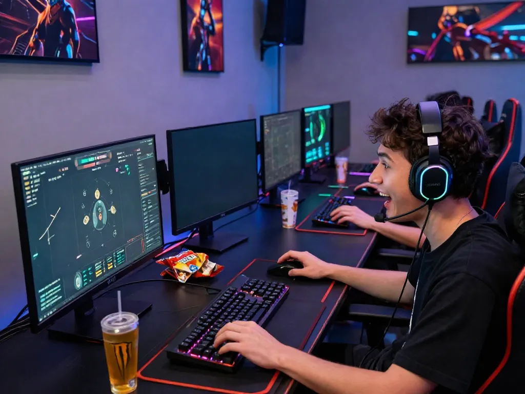 Engaged player enjoying Singatoto gaming experience with multiple screens