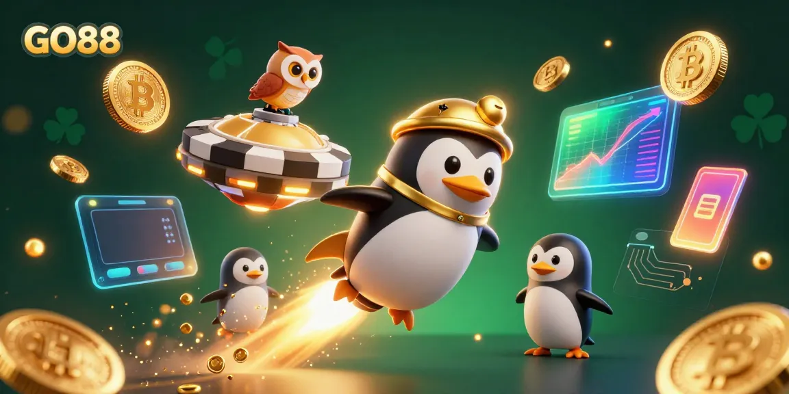 Experience the fun of GO88 with a vibrant casino-themed illustration featuring engaging gaming elements.