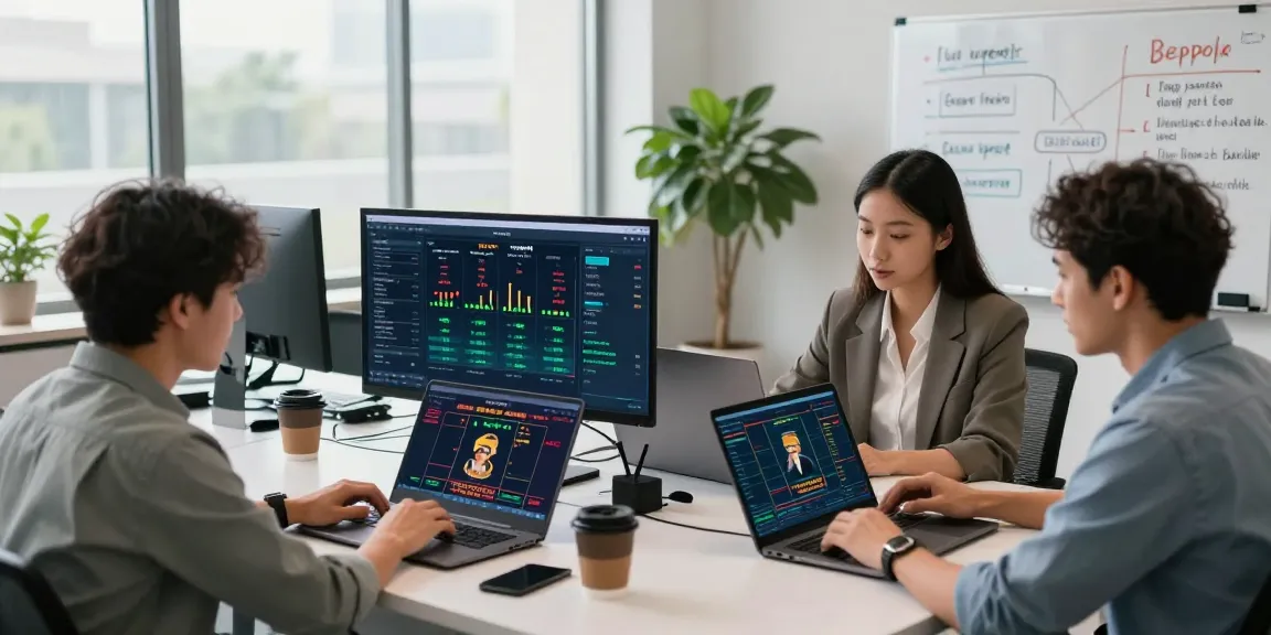 먹튀검증 safety measures displayed in a professional gambling workspace with team collaboration.