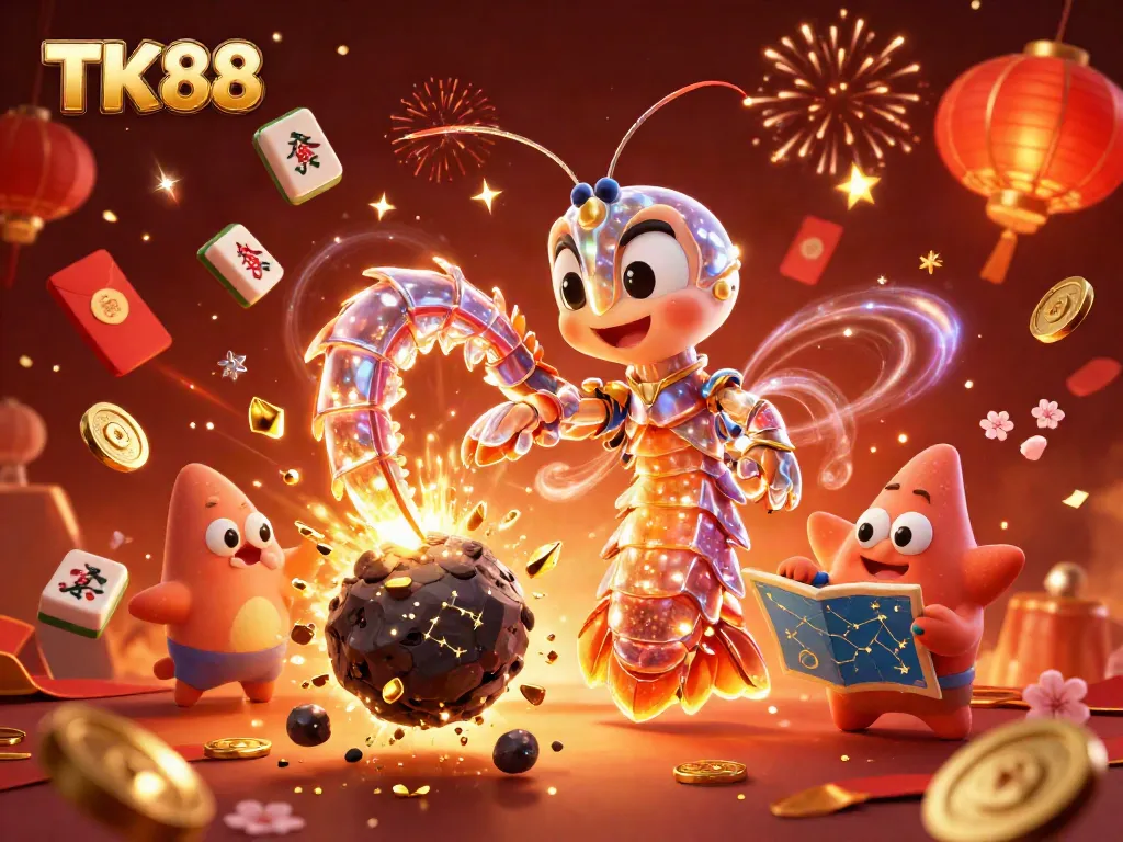 Engage in thrilling gameplay with TK88, featuring vibrant casino elements and dynamic characters.